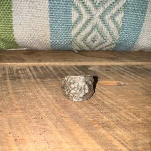 Beautiful Heavy Floral Silver Sooon Ring Adjustable Sizeable